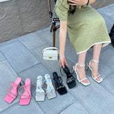 LBSFY  -  Open Toe Women Sandals Summer Outside Mules Shoes Thin High Heels Ankle Strap Party Pumps 2024 New Arrivals Fashion Dress Shoes